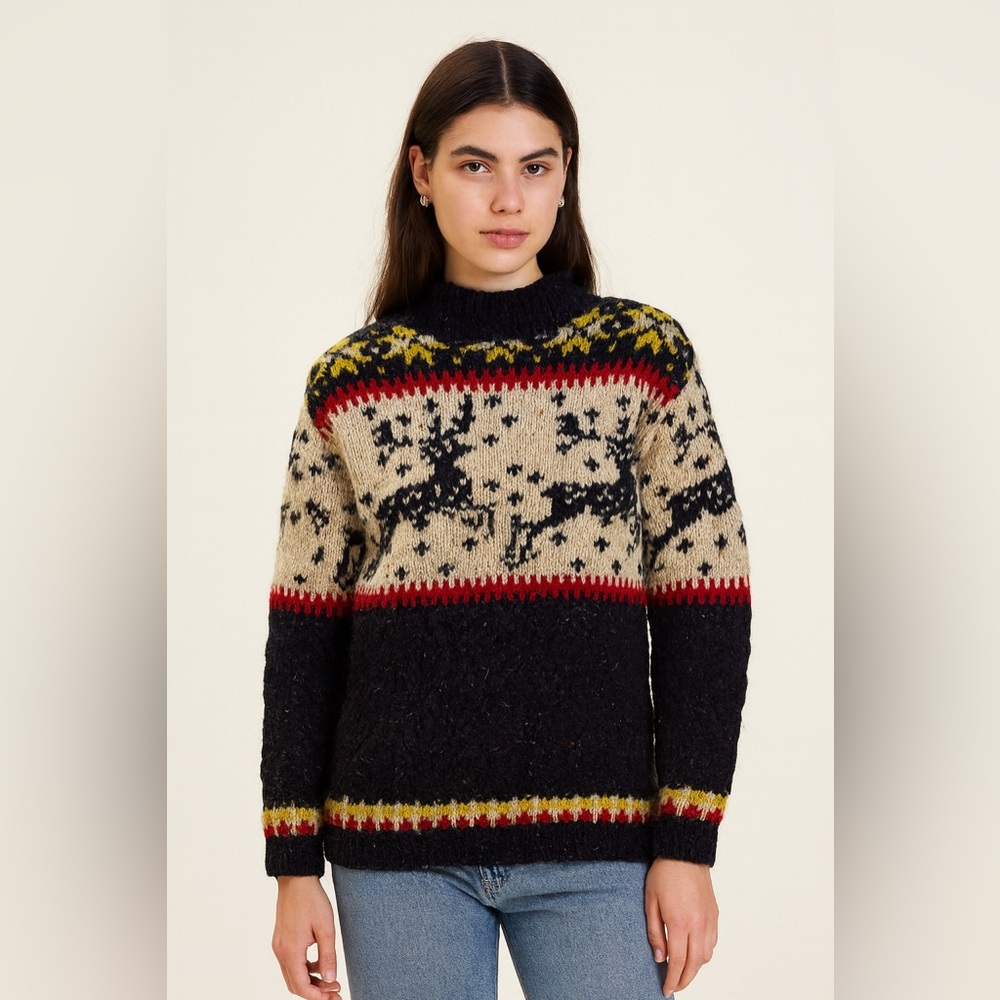 The Limited‎ Vintage The America Collection Blue Wool Hand Knit Sweater Sz. S